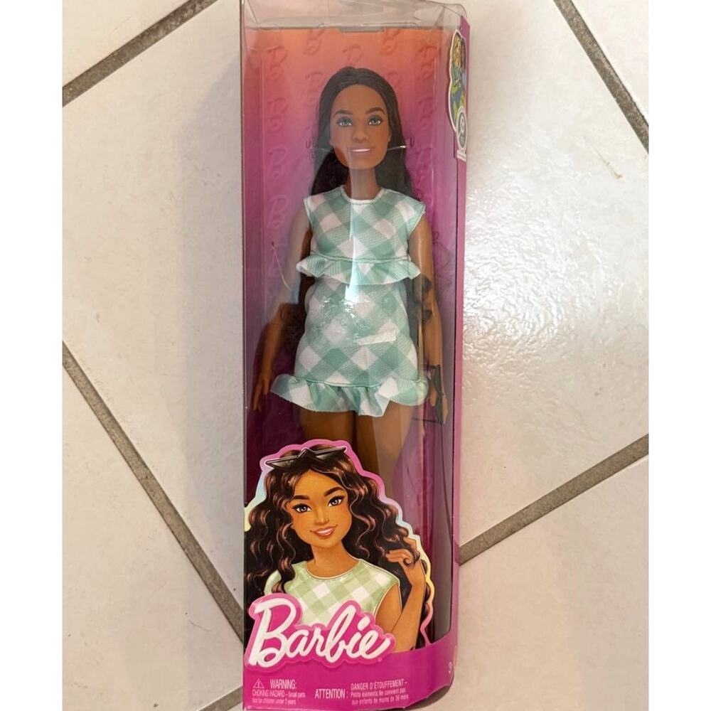 Barbie Fashionistas #240 Doll Green Gingham Dress Mattel HYT96 NIB